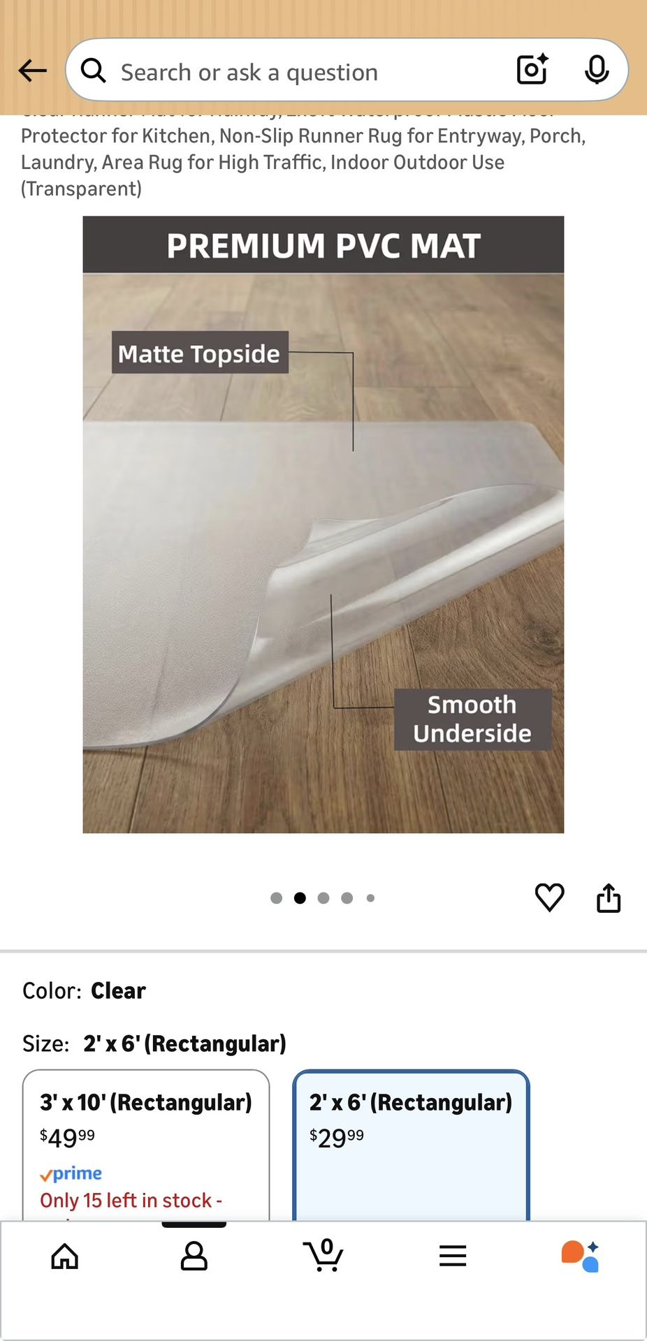Clear Runner Mat for Hallway, 2x6 ft - photo 3