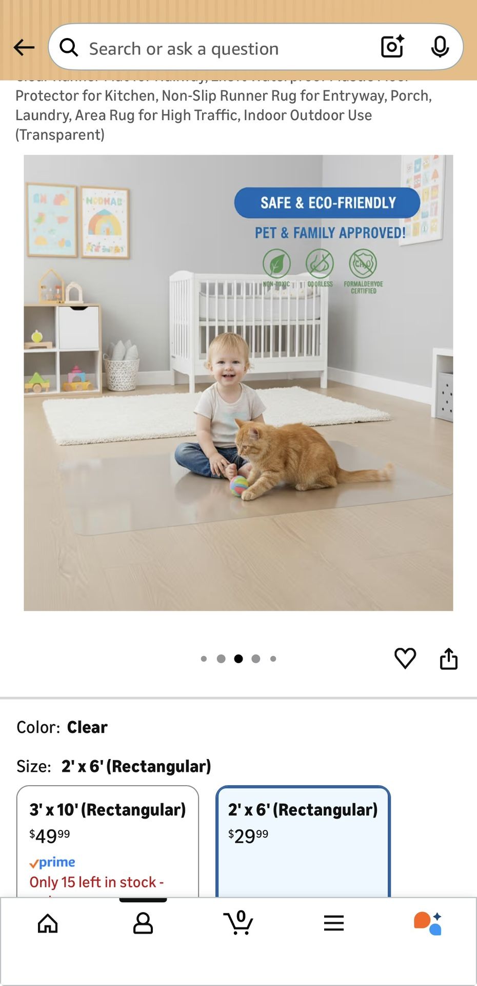Clear Runner Mat for Hallway, 2x6 ft - photo 4