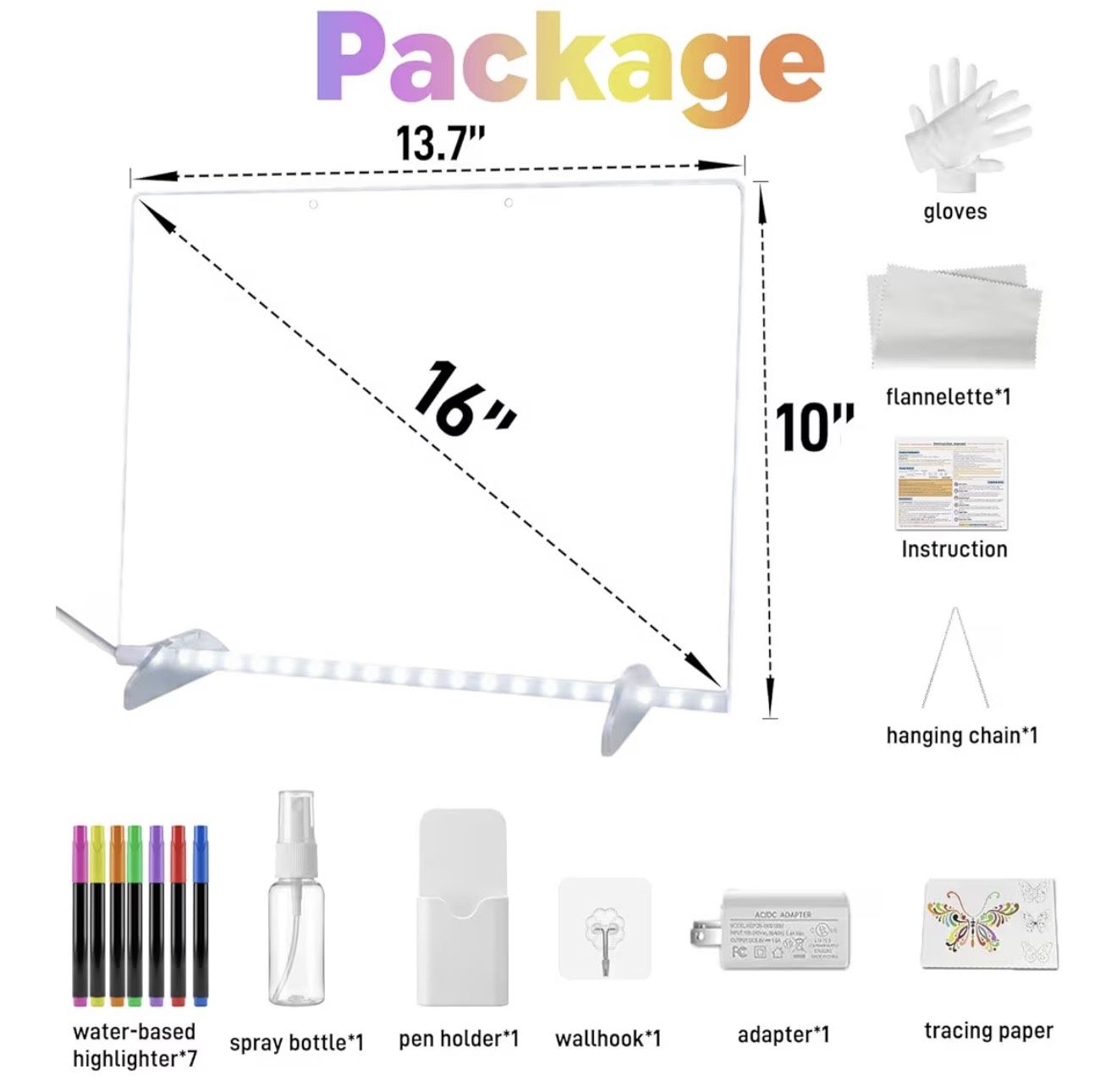 LED Drawing Board for Kids, 16" Rechargeable Light Up Drawing Pa - photo 4