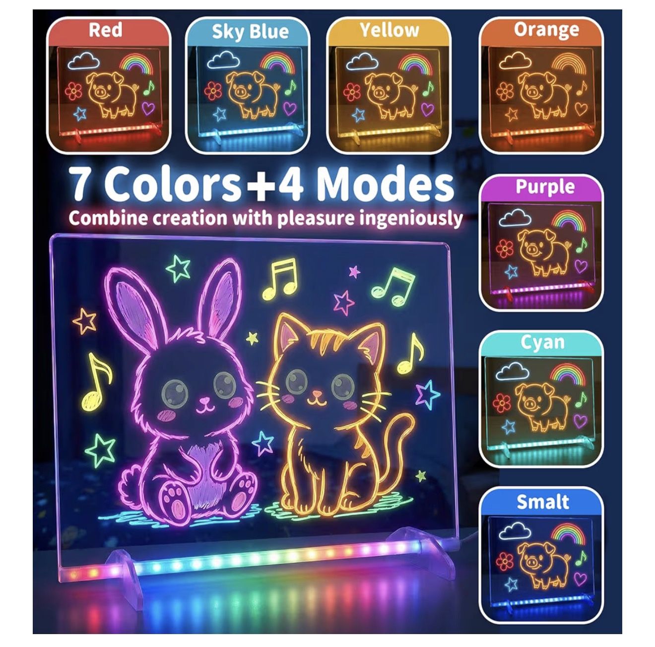 LED Drawing Board for Kids, 16" Rechargeable Light Up Drawing Pa - photo 5