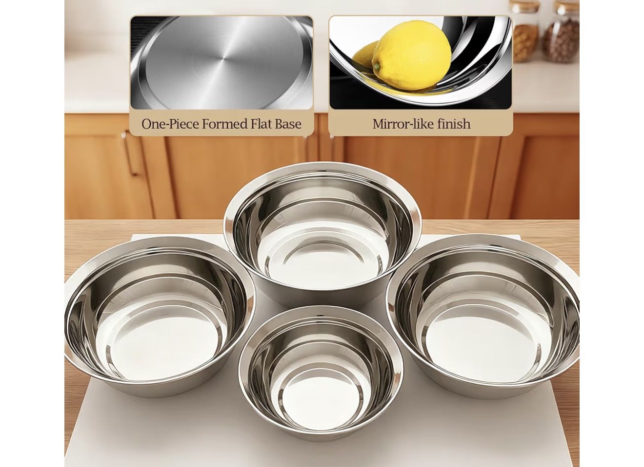 Stainless Steel 4 Piece Mixing Bowls Set - photo 3