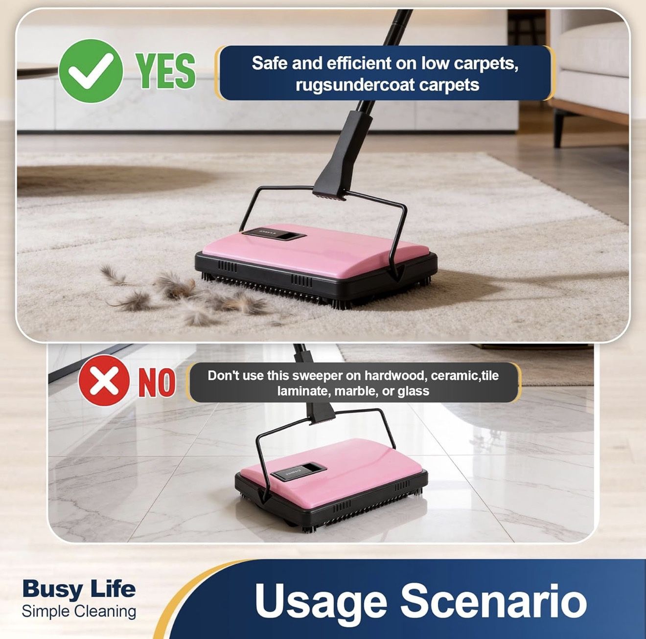 Manual Carpet Sweeper Cleaner Household Sweeper with Extra Brush - photo 4