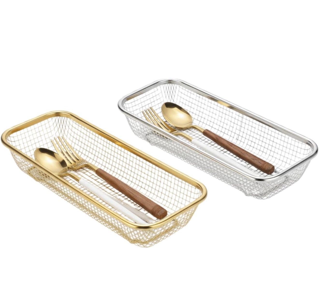 2-Pack Kitchen Drawer Organizer, Gold & Silver Mesh - photo 2