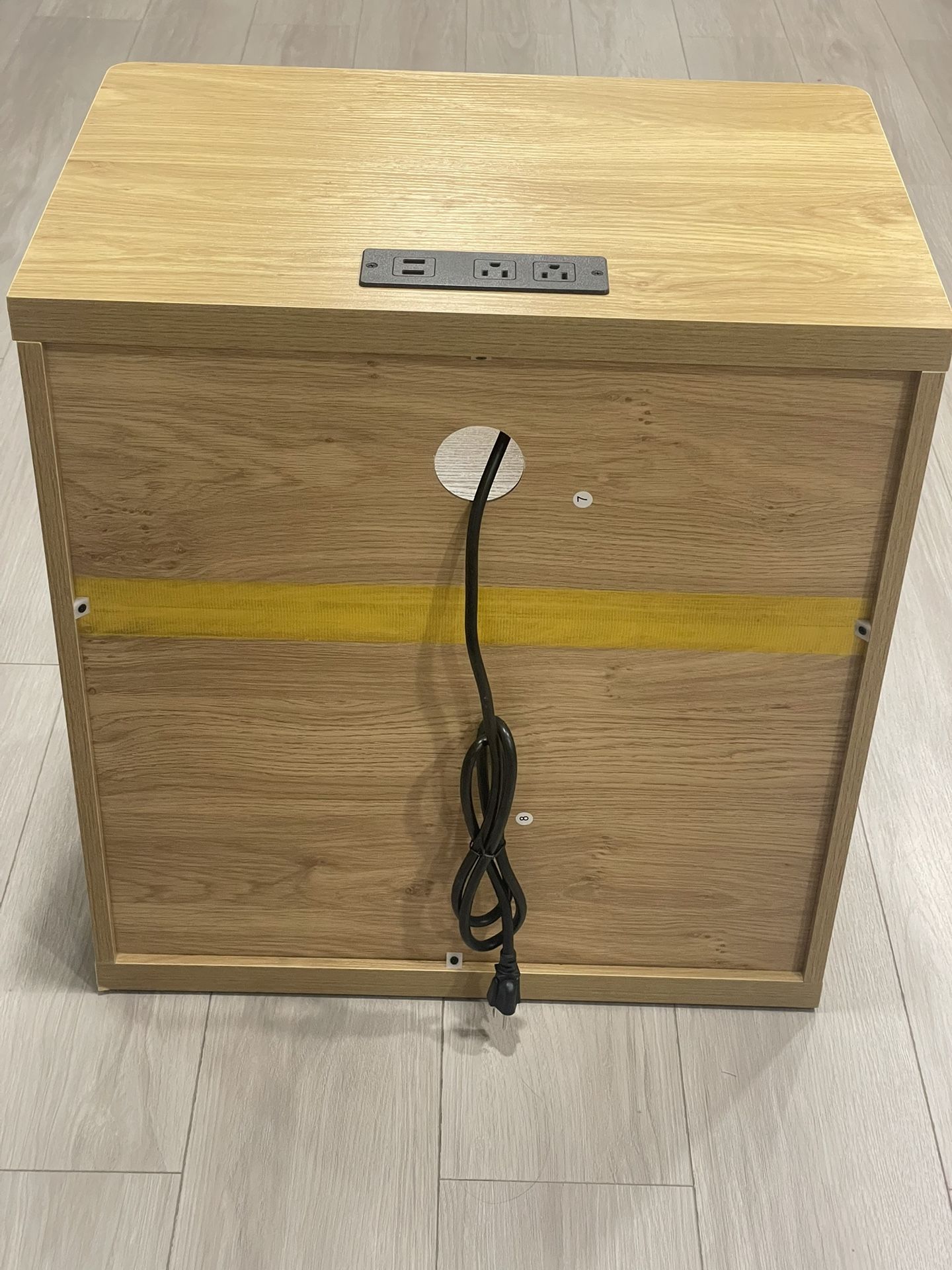 WOSSYO Wooden Nightstand with Built-in Outlet - photo 2