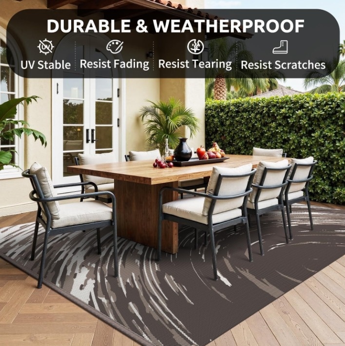 NEW Outdoor Rug Waterproof Reversible Carpet for Patio Camping - photo 3