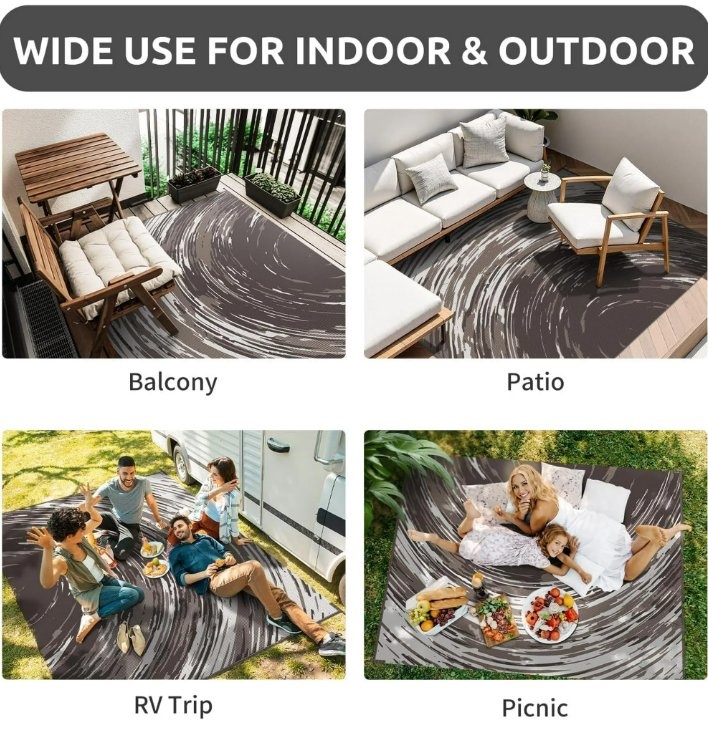 NEW Outdoor Rug Waterproof Reversible Carpet for Patio Camping - photo 4