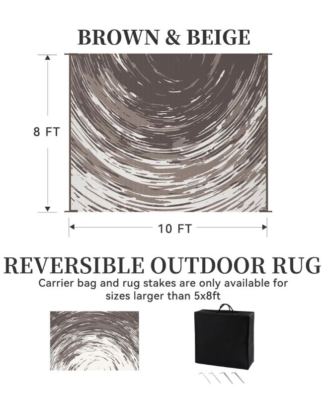 NEW Outdoor Rug Waterproof Reversible Carpet for Patio Camping - photo 5