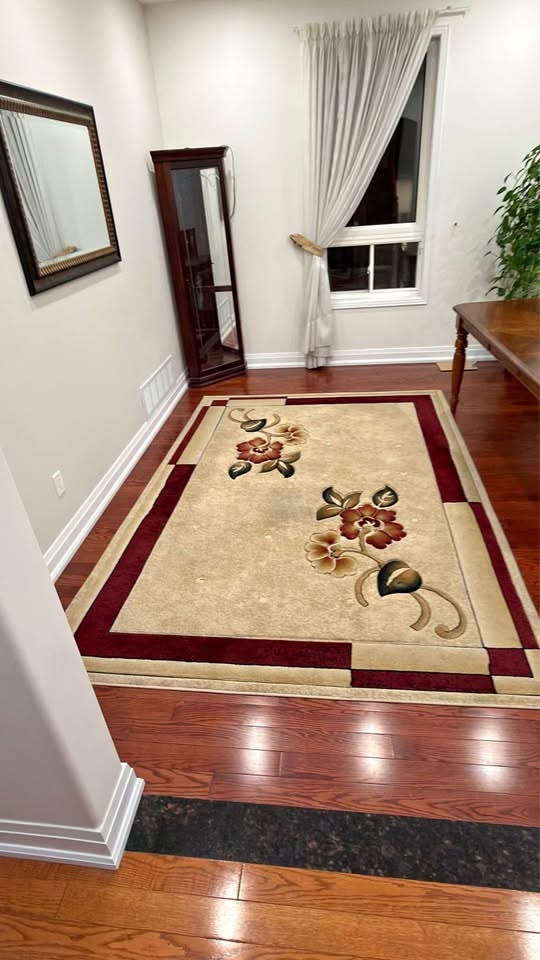 Cream & Maroon Floral Area Rug