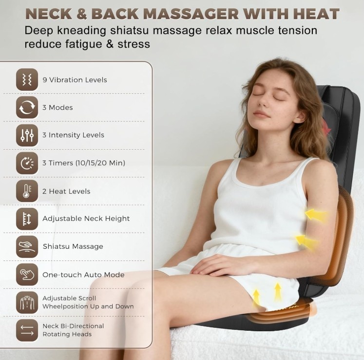 NEW Shiatsu Neck and Back Massager with Heat - photo 3