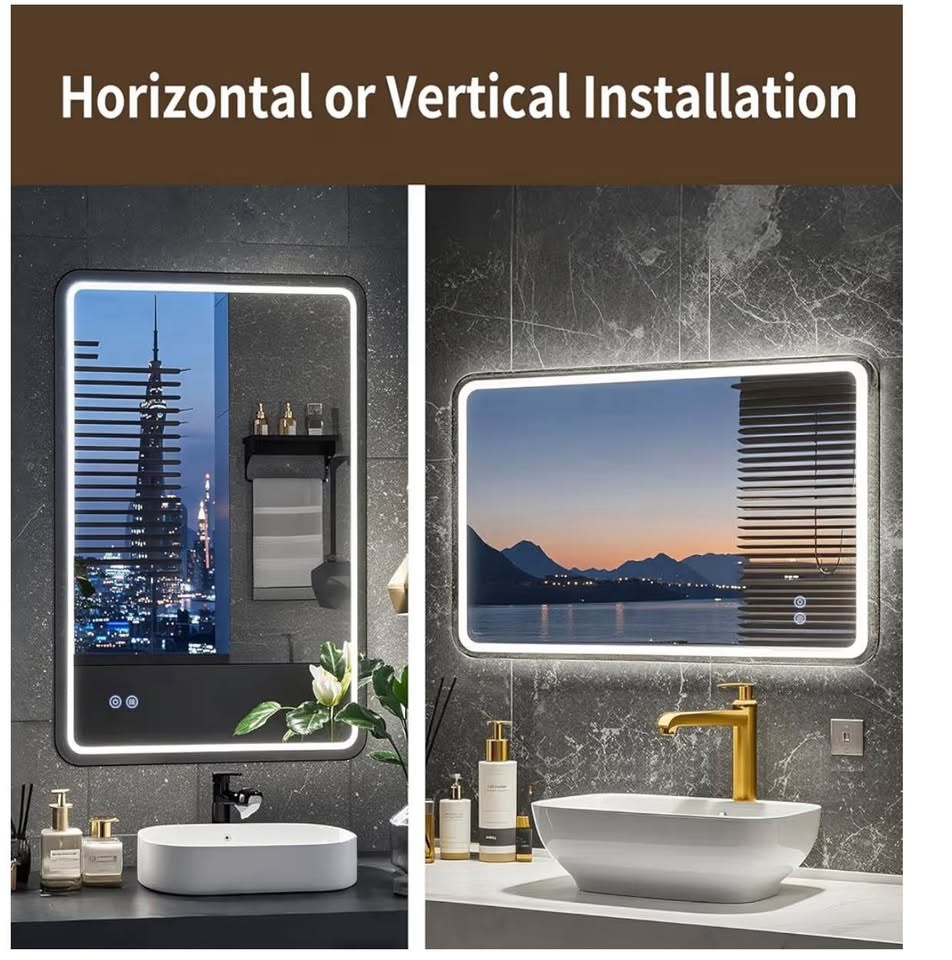 FIESONO LED Bathroom Mirror, 48x32 inch Frameless