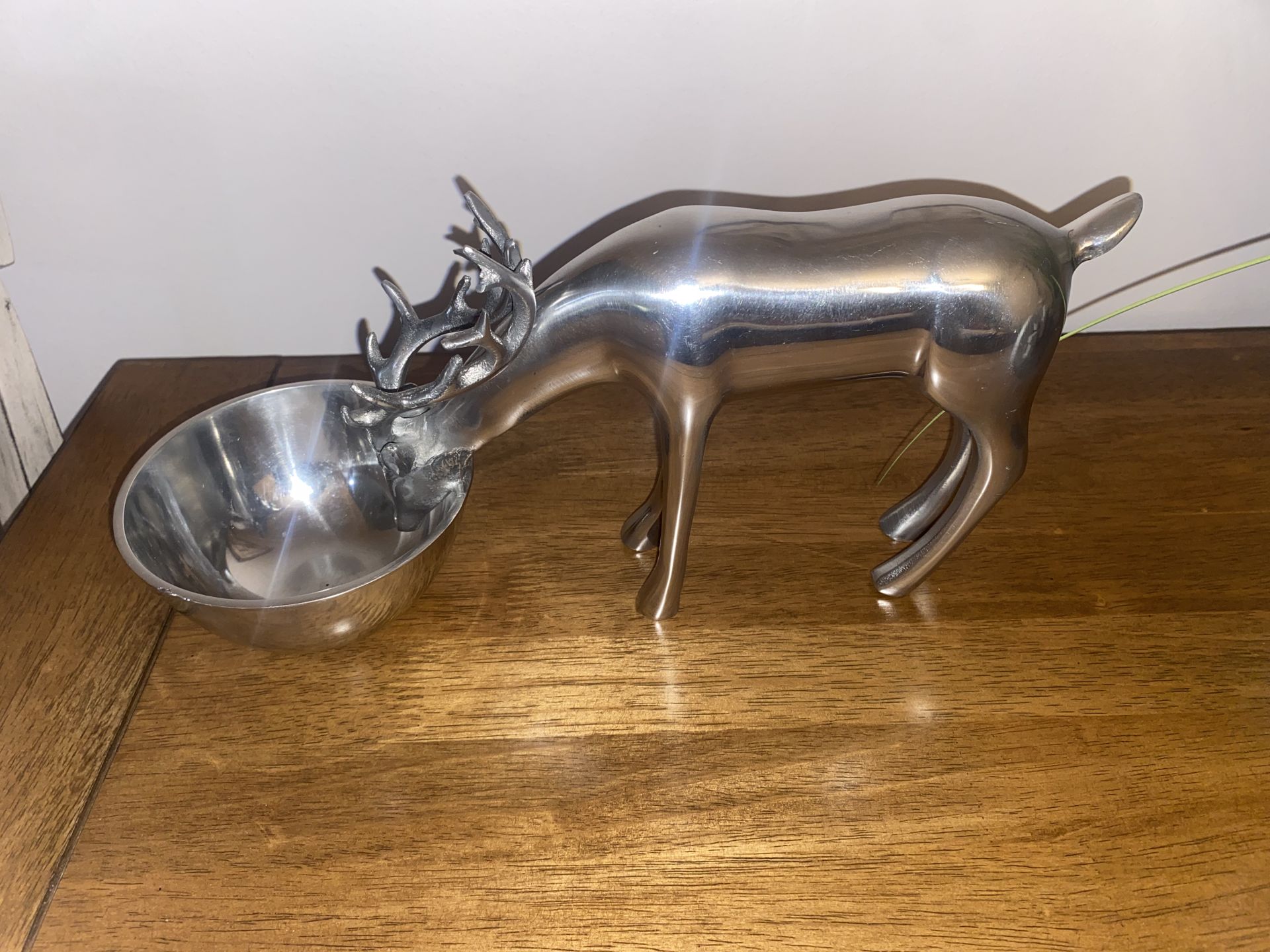 Rare Silver Chrome Reindeer Deer Snack Nut Bowl or Candy Dish