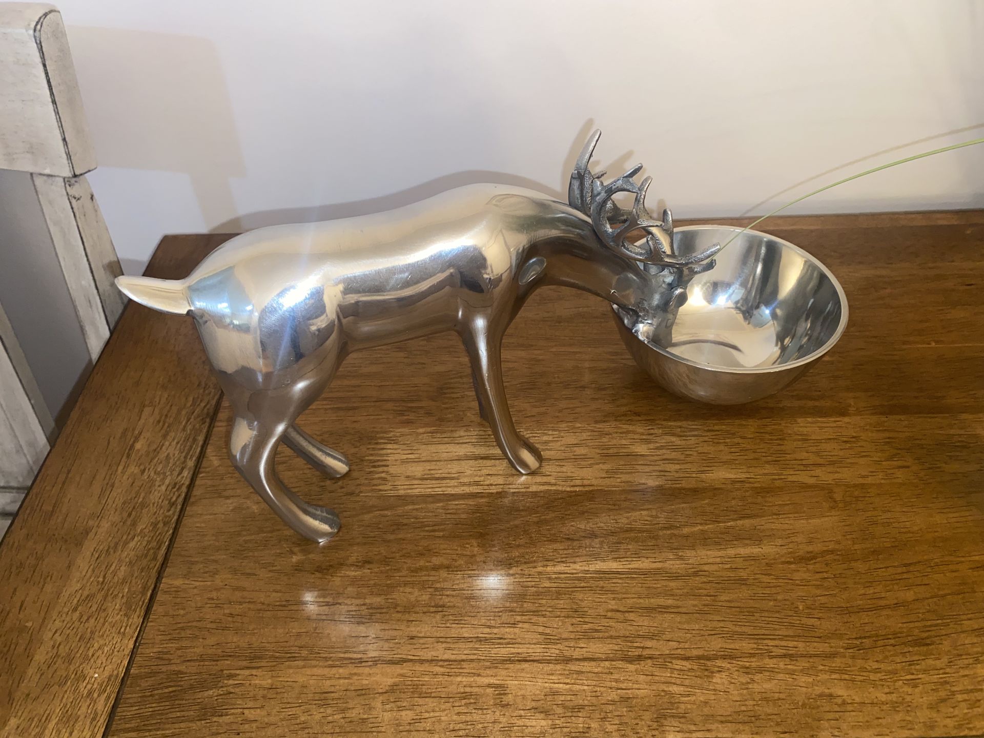 Rare Silver Chrome Reindeer Deer Snack Nut Bowl or Candy Dish - photo 2
