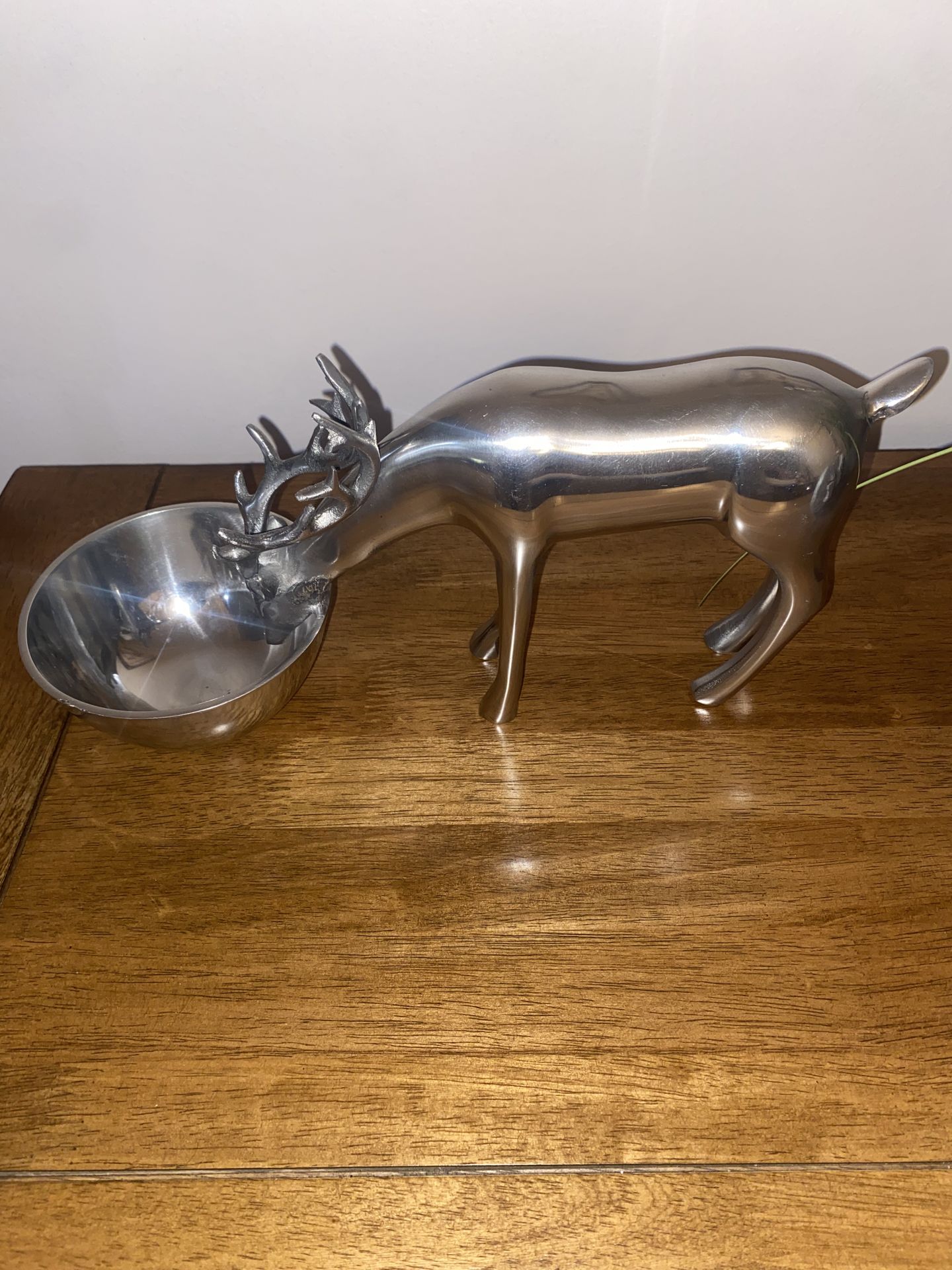 Rare Silver Chrome Reindeer Deer Snack Nut Bowl or Candy Dish - photo 5