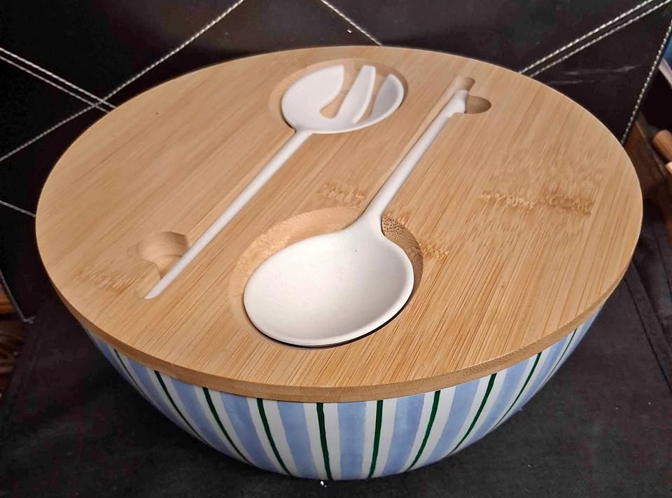 Salad Bowl with Lid & Spoon & Spork