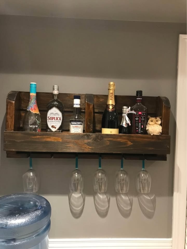 Hand Crafted Wine Rack - Holds 6 Bottles & 6 Glasses - photo 2