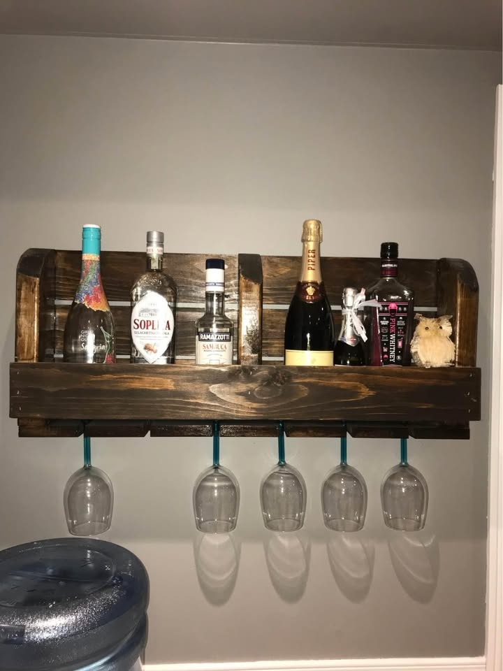 Hand Crafted Wine Rack - Holds 6 Bottles & 6 Glasses - photo 3