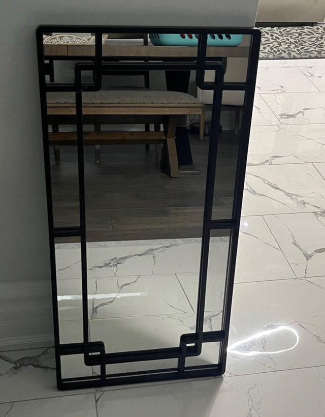 Black decorative windowpane mirror