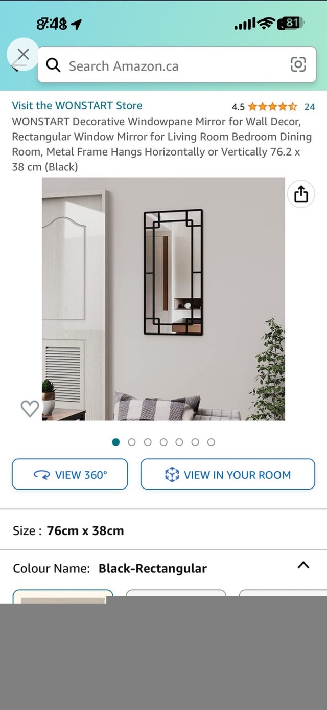 Black decorative windowpane mirror - photo 4