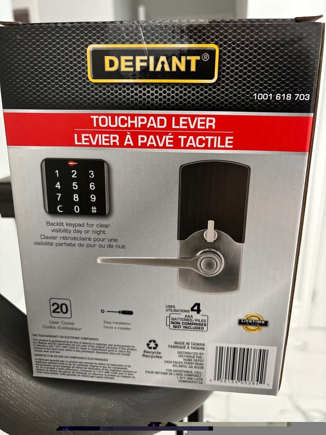 Defiant Touchpad Lever Lock - photo 2