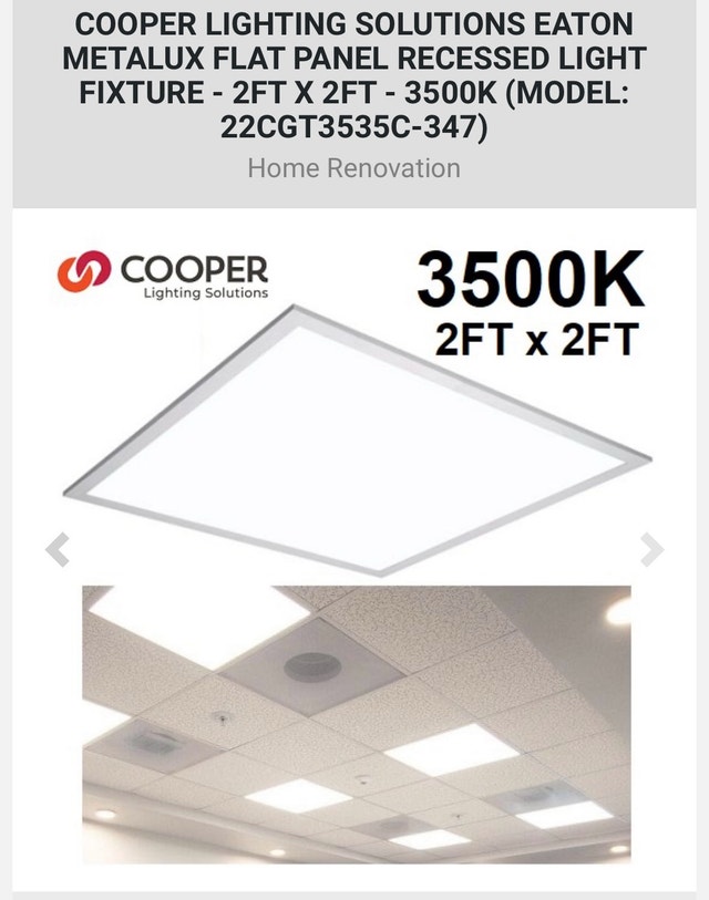 Cooper Lighting Metalux 2ft x 2ft LED Panel 347V - photo 3