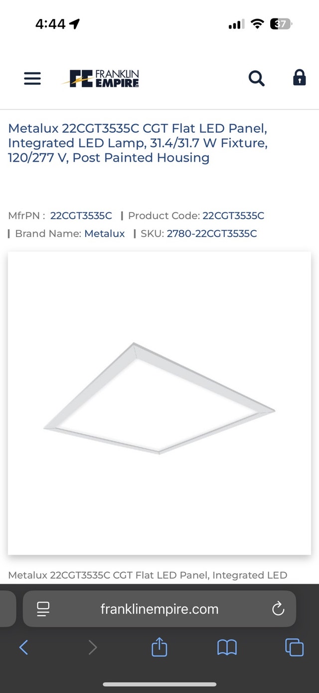 Cooper Lighting Metalux 2ft x 2ft LED Panel 347V - photo 4