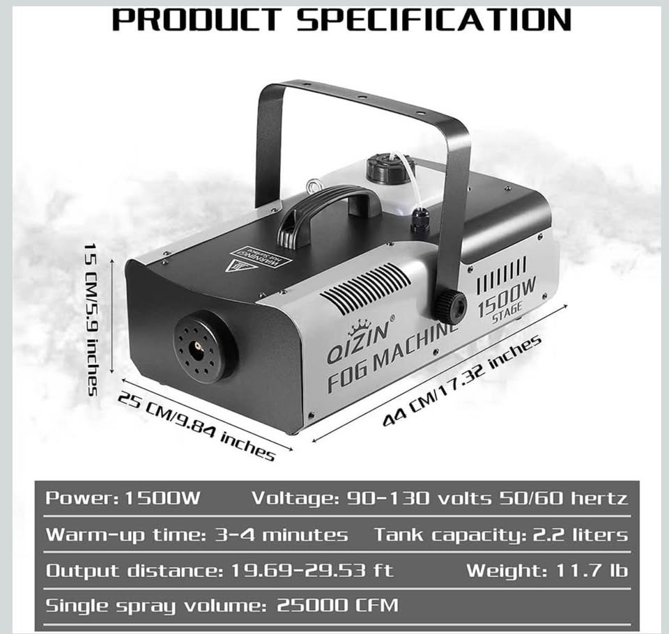 Qizin 1500W Fog Machine w/ 2 Controllers - photo 5
