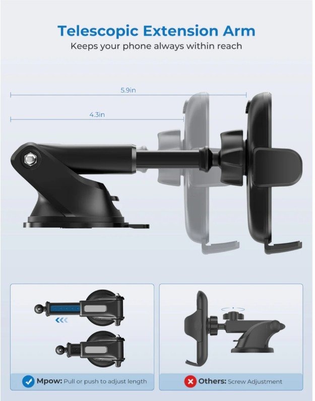Mpow 155A 4-in-1 Car Phone Mount - photo 4
