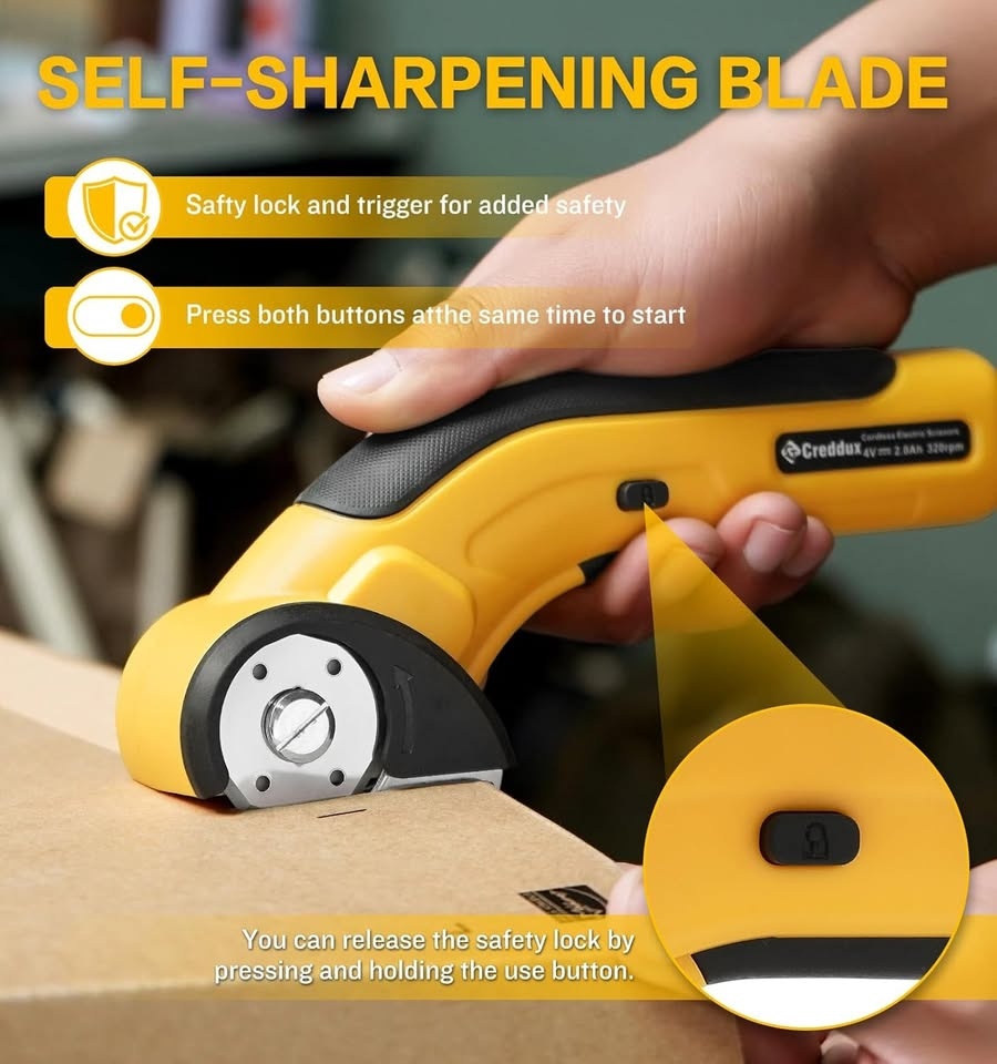 Unbranded Cordless Electric Scissors, Box Cutter w/ Safety Lock - photo 4