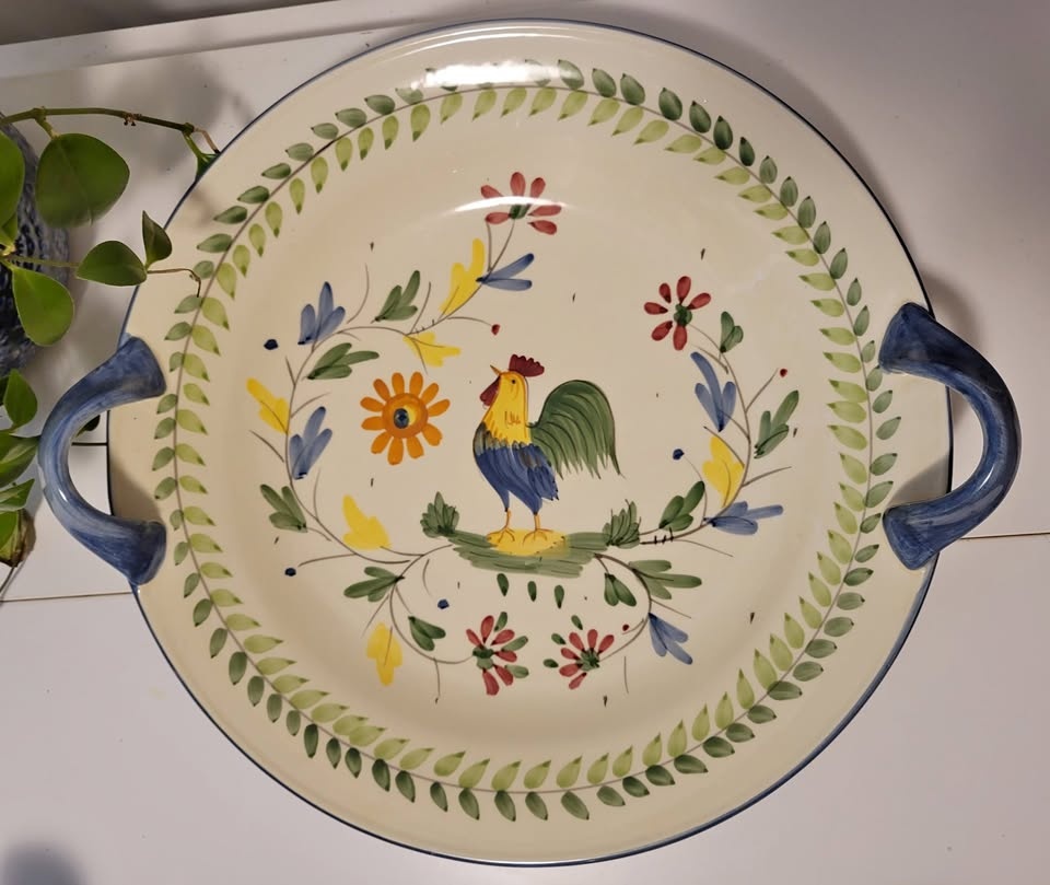 Ceramic Hand Painted Serving Dish - Dishwasher & Microwave Safe
