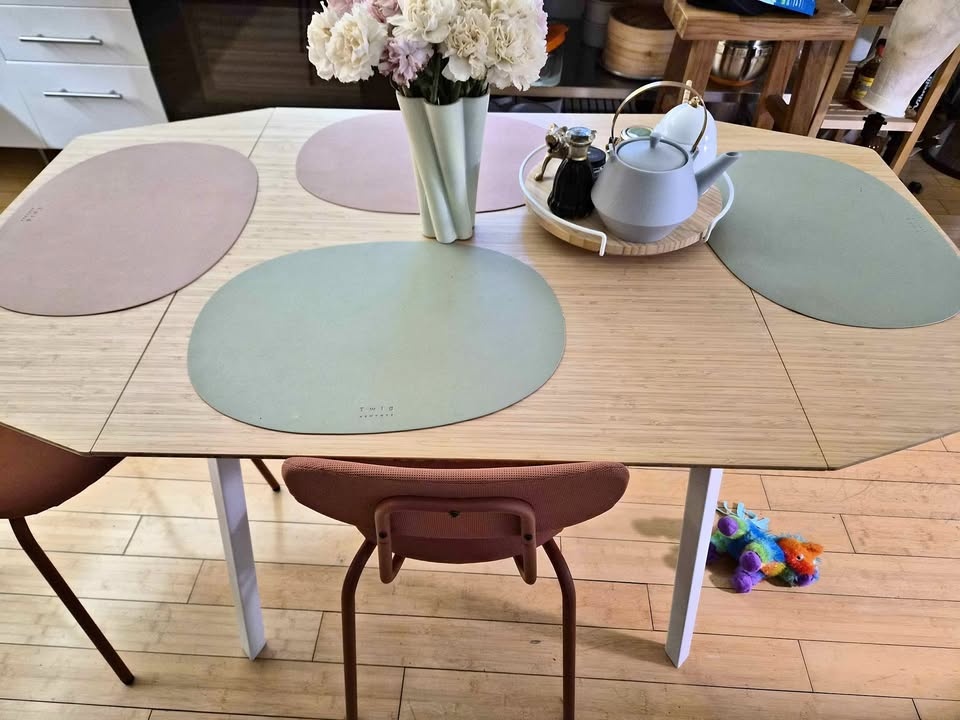 Ikea Drop-Leaf Dining Table, Bamboo/White