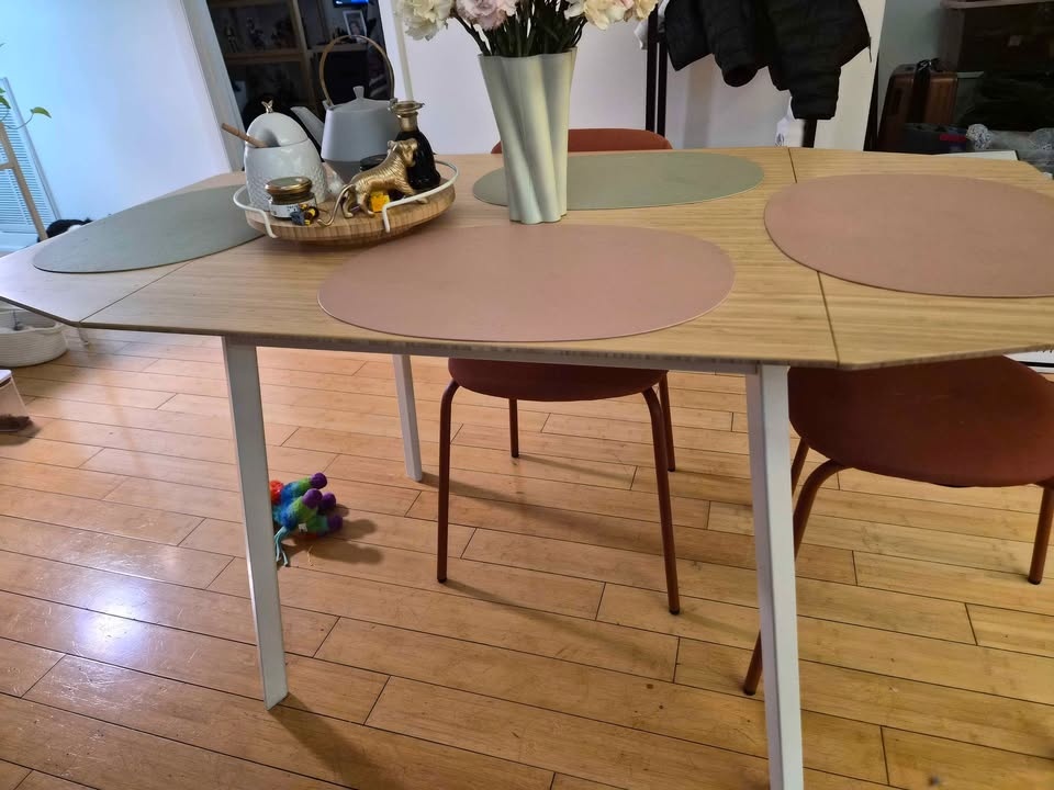 Ikea Drop-Leaf Dining Table, Bamboo/White - photo 2