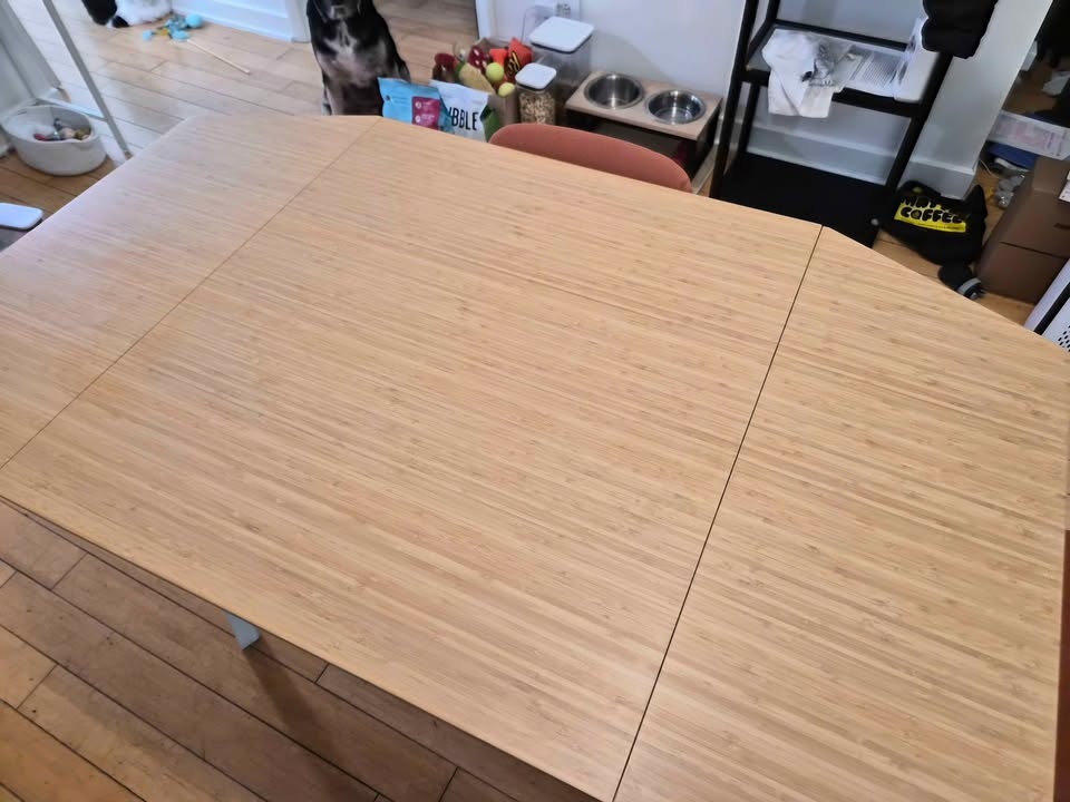Ikea Drop-Leaf Dining Table, Bamboo/White - photo 3