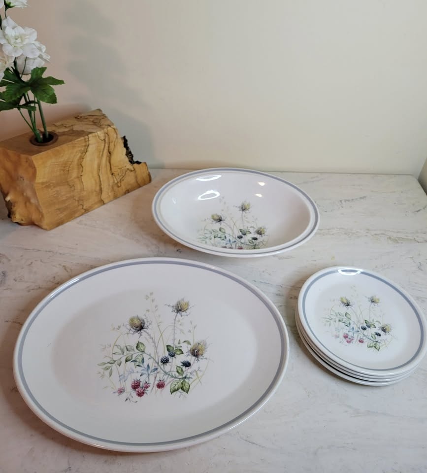 Vintage Royal Albert Wild Briar Plates, Serving Platter, & Oval