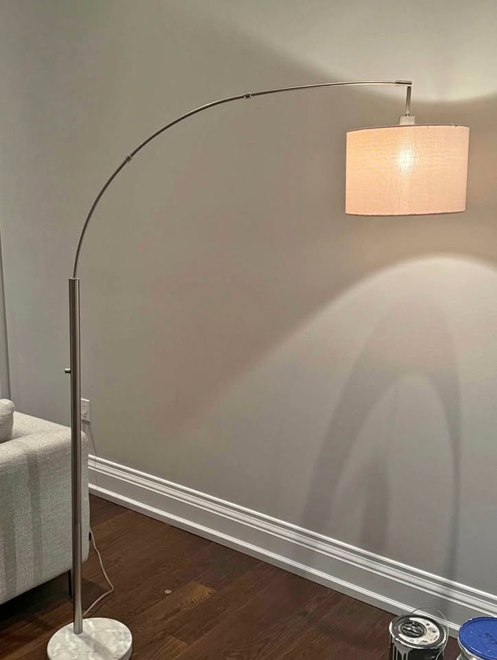 Arched Lamp - beige shade and marble base