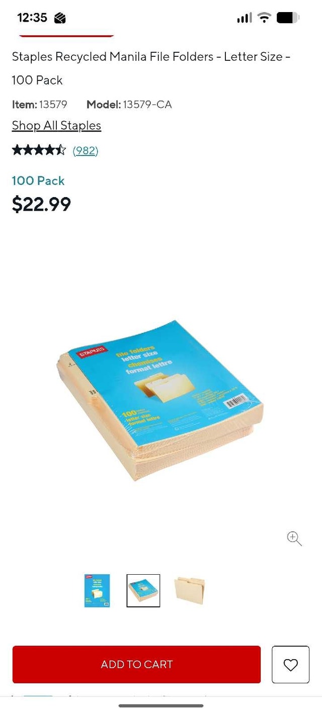 3 New Packs of Staples Letter Size File Folders - photo 2
