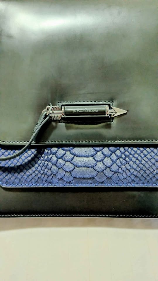 Mackage Keeley Leather Bag - Large - Black/Cobalt - photo 2