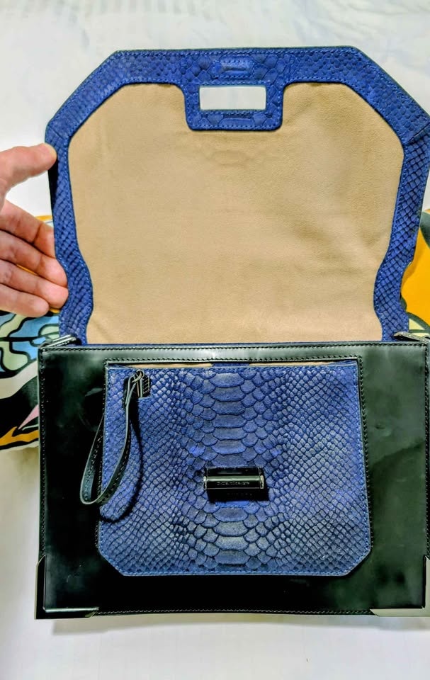 Mackage Keeley Leather Bag - Large - Black/Cobalt - photo 4