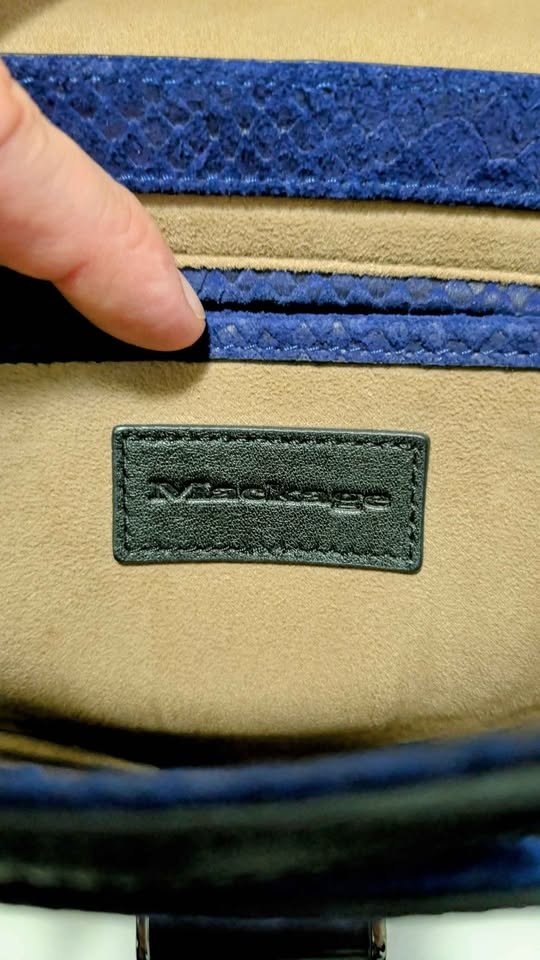 Mackage Keeley Leather Bag - Large - Black/Cobalt - photo 5