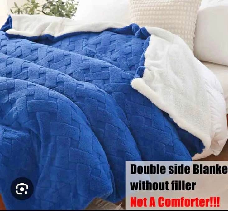 Brand new luxury velvet smooth and cozy blue double layer warm b