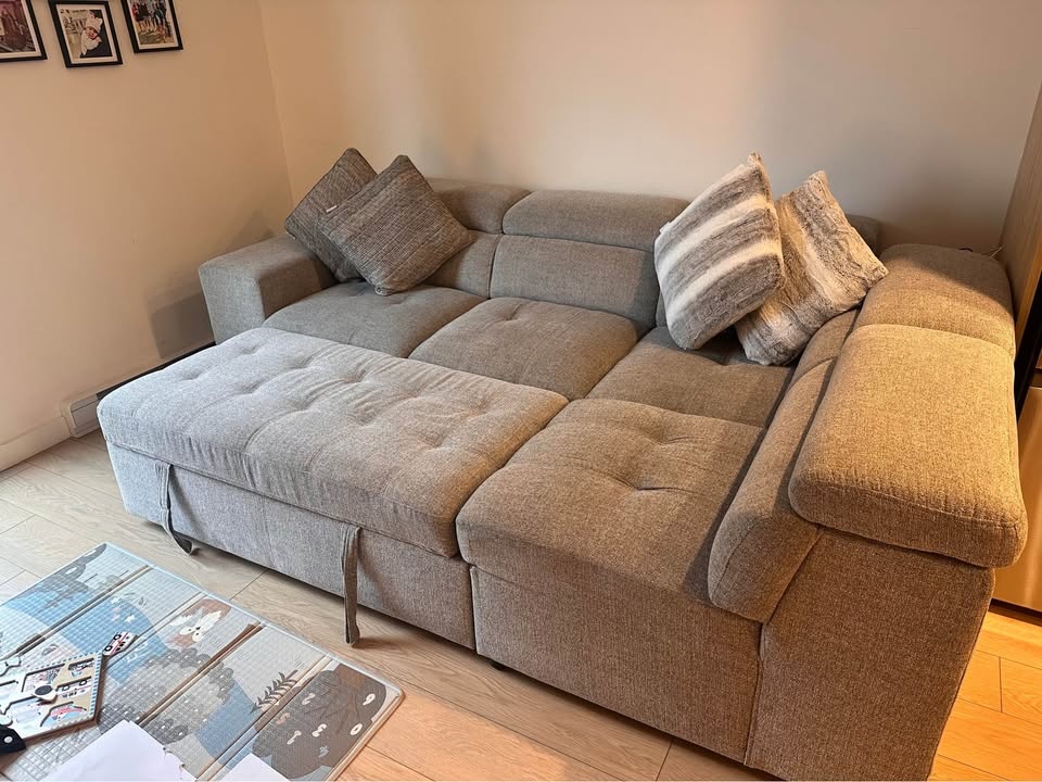 Modern Sectional Sofa w/ Pull-Out Bed + Storage Ottoman - photo 2