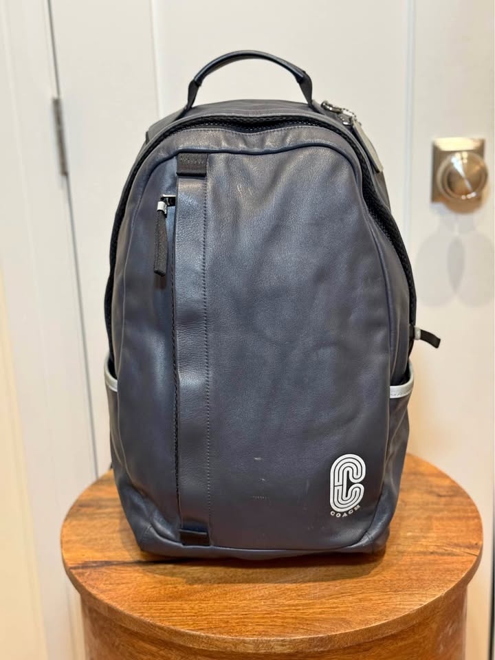Coach Signature Canvas Backpack - Blue & Silver Hardware - Tech