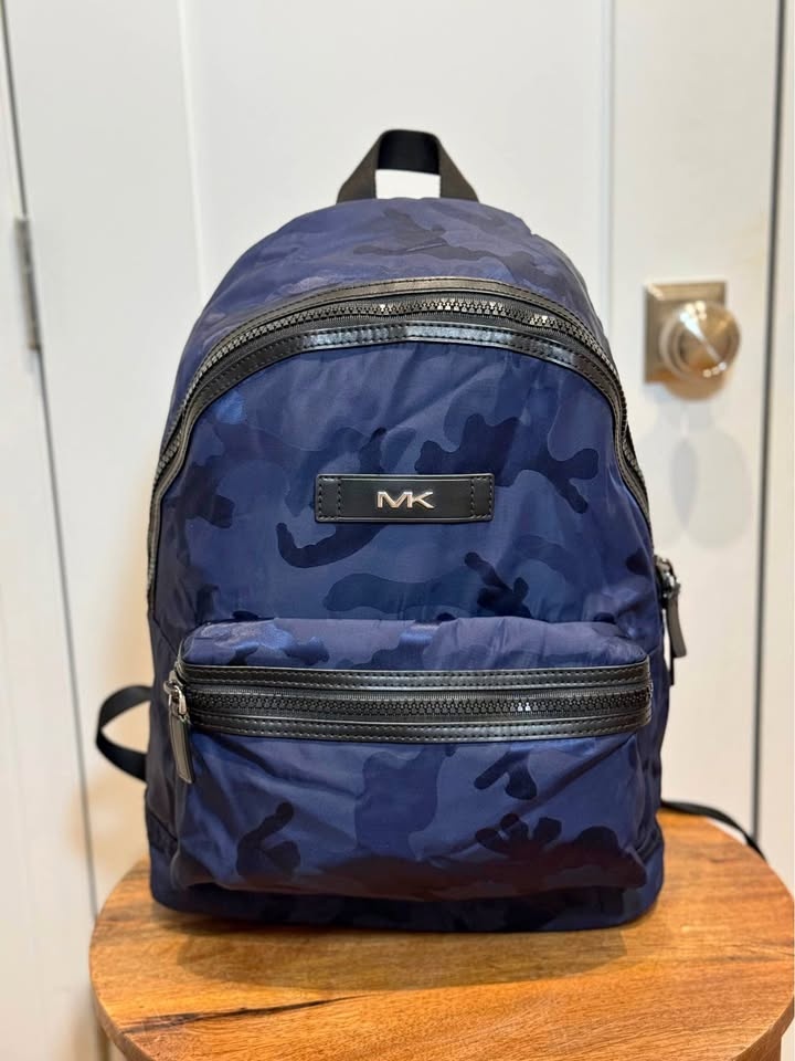 Michael Kors Navy Camo Backpack with MK Plaque | Designer Tech B