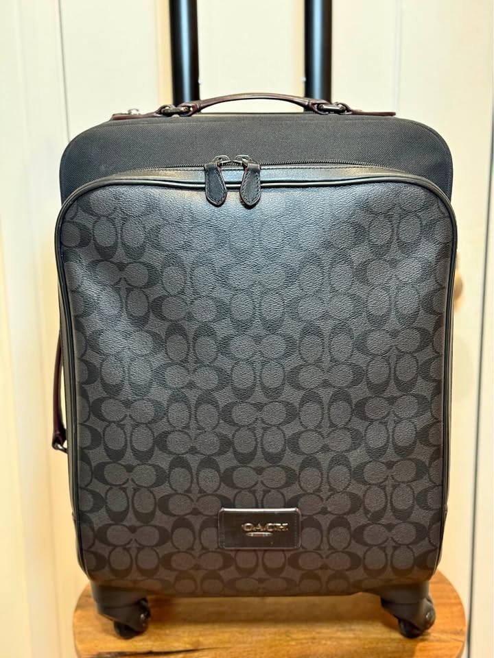 Coach Signature Canvas Carry-On Luggage / Black 4-Wheel Spinner