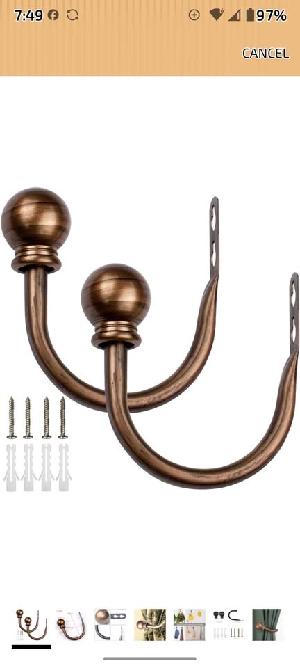2 Pack Metal Curtain Holdbacks - Bronze - photo 2