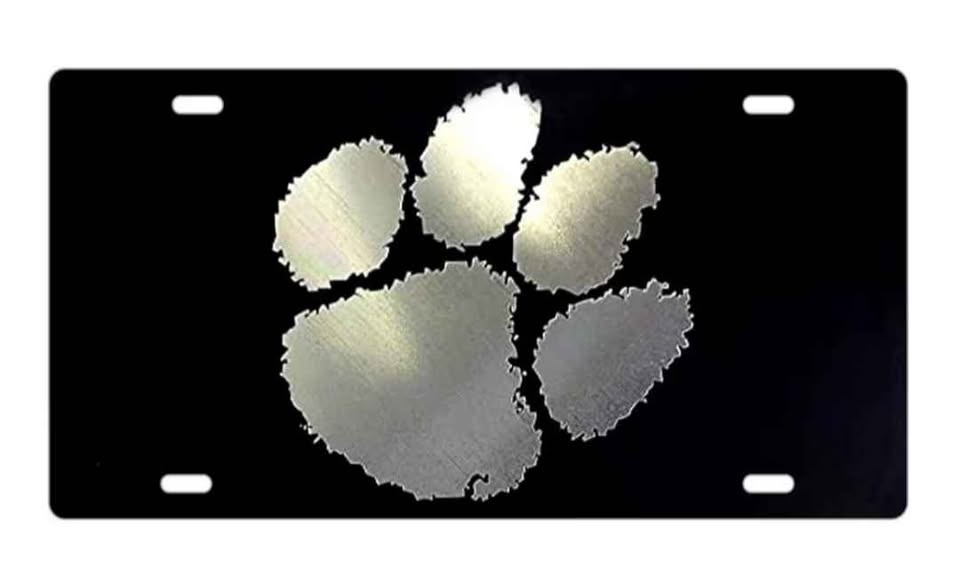 Clemson Tiger Paw Car Tag - Diamond Etched Metal Plate - photo 2