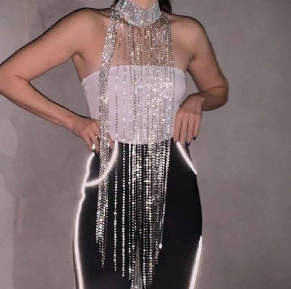 NEW Bling Diamante Metal Tassel Body Chain - photo 2