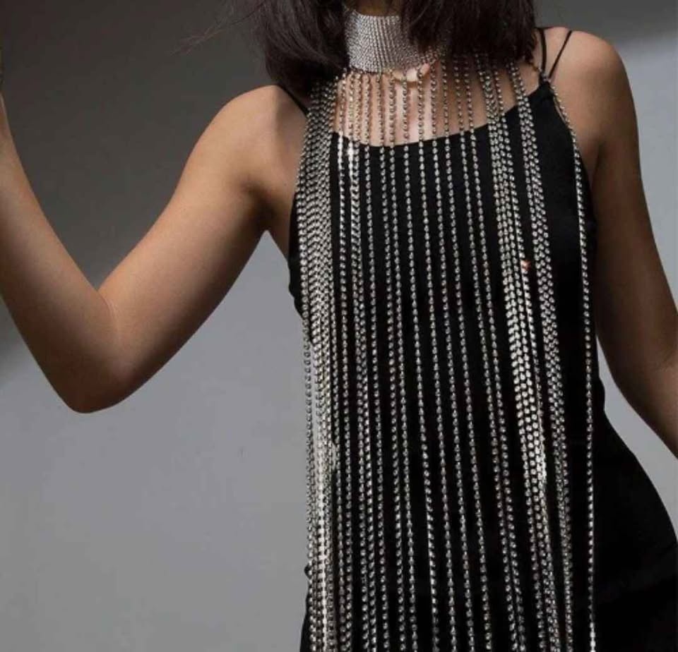 NEW Bling Diamante Metal Tassel Body Chain - photo 4