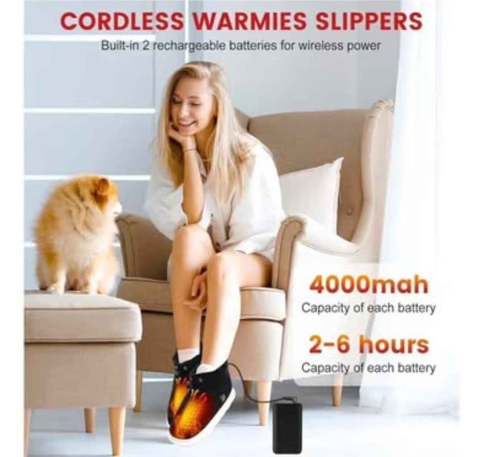 NEW UNISEX Heated Slippers - Women 8-8/Men 6-7, Wjiang 4000mAh - photo 5