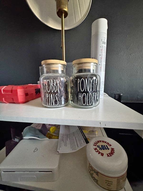 Rae Dunn Bobby Pin and Ponytail Holder Jars