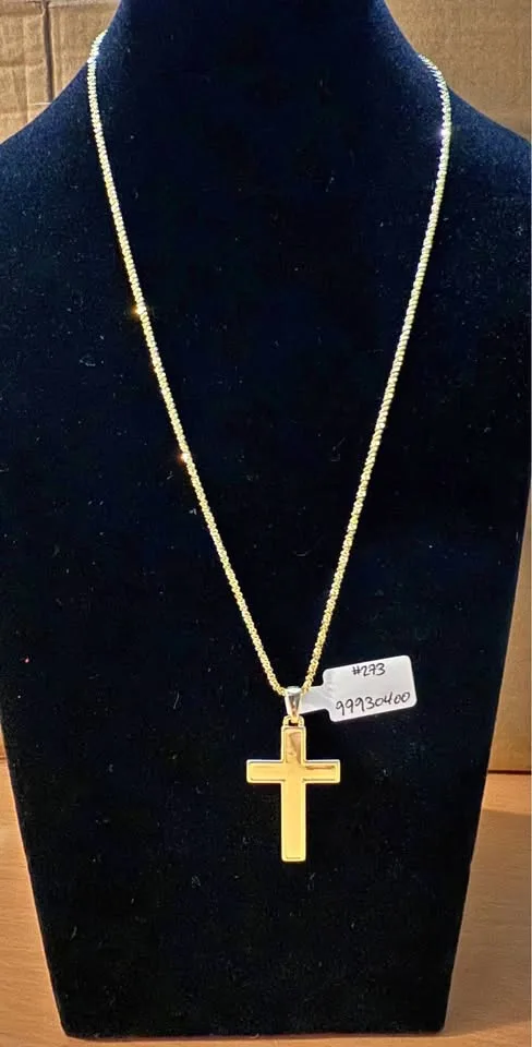 20 in 14k Gold over silver cross necklace thumbnail